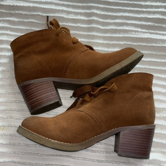 Sbicca Chestnut Brown Leather Heeled Lace Up Boots Vintage‎ Collection 7.5 - Picture 1 of 8
